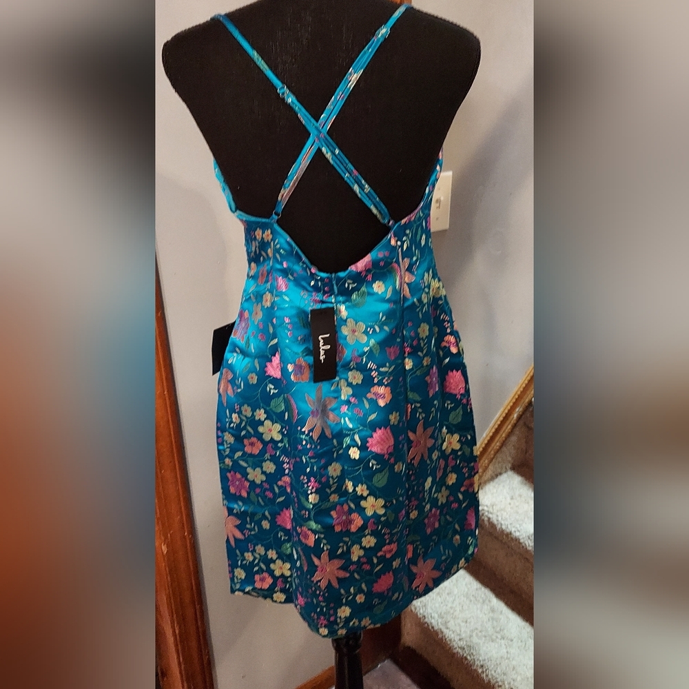 Nwt Satin Jacquard Mini Dress - Large - Picture 2 of 6